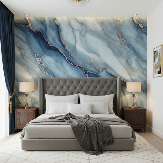 Tapet Autoadeziv 3D Onyx Bleu Auriu 60x60cm