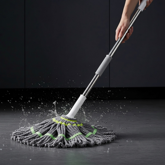 Mop Smart cu Stoarcere Automată — Mâner 130cm, Microfibră, Rotație 360°