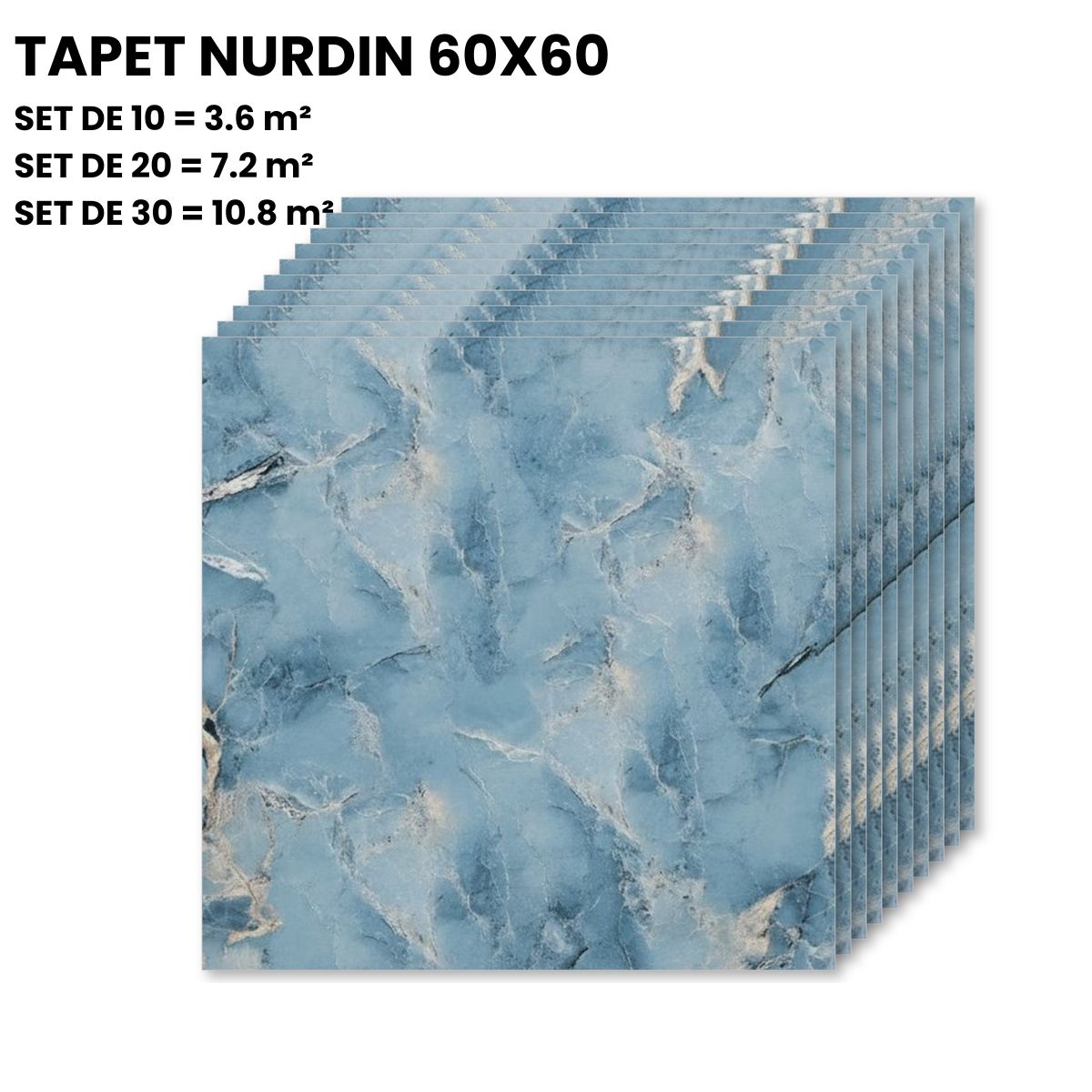 Tapet Autoadeziv 3D Onyx Bleu Auriu 60x60cm
