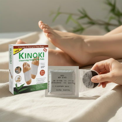 Plăci detoxifiante pentru picioare Kinoki, curățare și energizare corp, pachet cu 10 bucăți