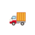 Camion de livrare cu caroserie portocalie și cabina roșie, pentru transport rapid