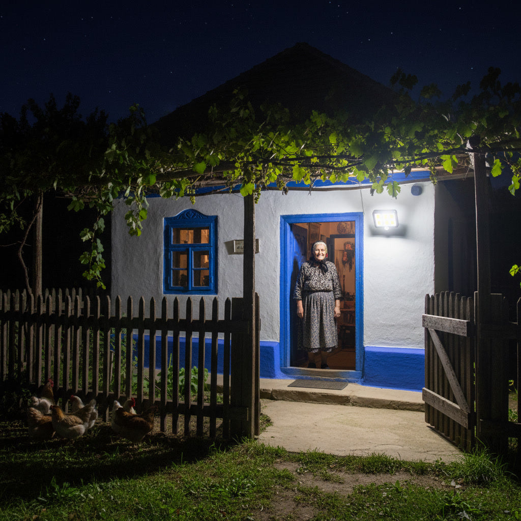 Lampă Solară 8 COB LED cu Senzor de Mișcare și Telecomandă