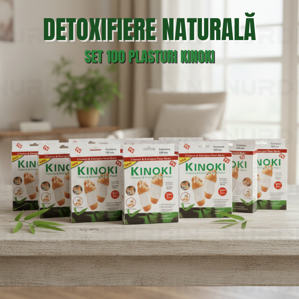 Set 100 plasturi Kinoki pentru detoxifiere naturală, curățare și energizare corp