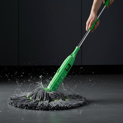 Mop Smart cu Stoarcere Automată — Mâner 130cm, Microfibră, Rotație 360°