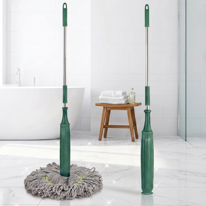 Mop Smart cu Stoarcere Automată — Mâner 130cm, Microfibră, Rotație 360°