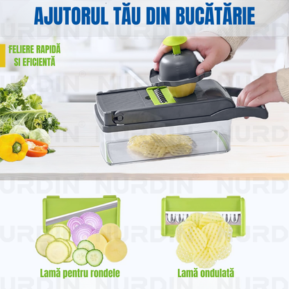 Răzător de legume cu lame pentru rondele și ondulat, felii rapide și eficiente în bucătărie