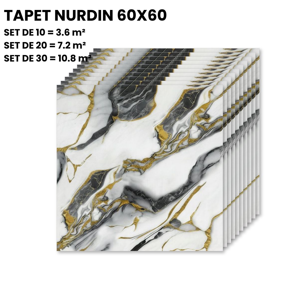 Tapet Autoadeziv 3D Marmură Calacatta Aurie 60x60cm