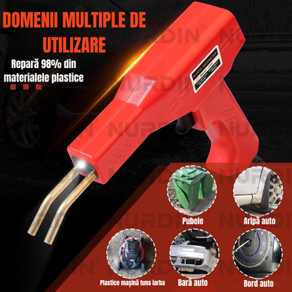 Pistolă de sudură plastic roșie pentru reparații auto, pubele, bord auto și mașini tuns iarba