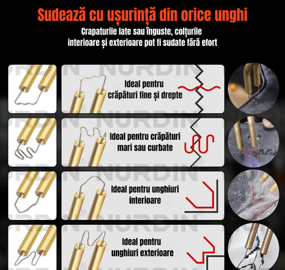 Sudează cu ușurință din orice unghii, ideal pentru crăpături fine, mari, interioare și exterioare